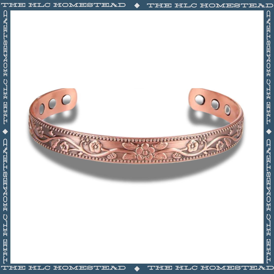 Floral Engraved Copper Cuff Bracelet