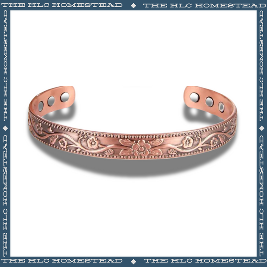 Floral Engraved Copper Cuff Bracelet