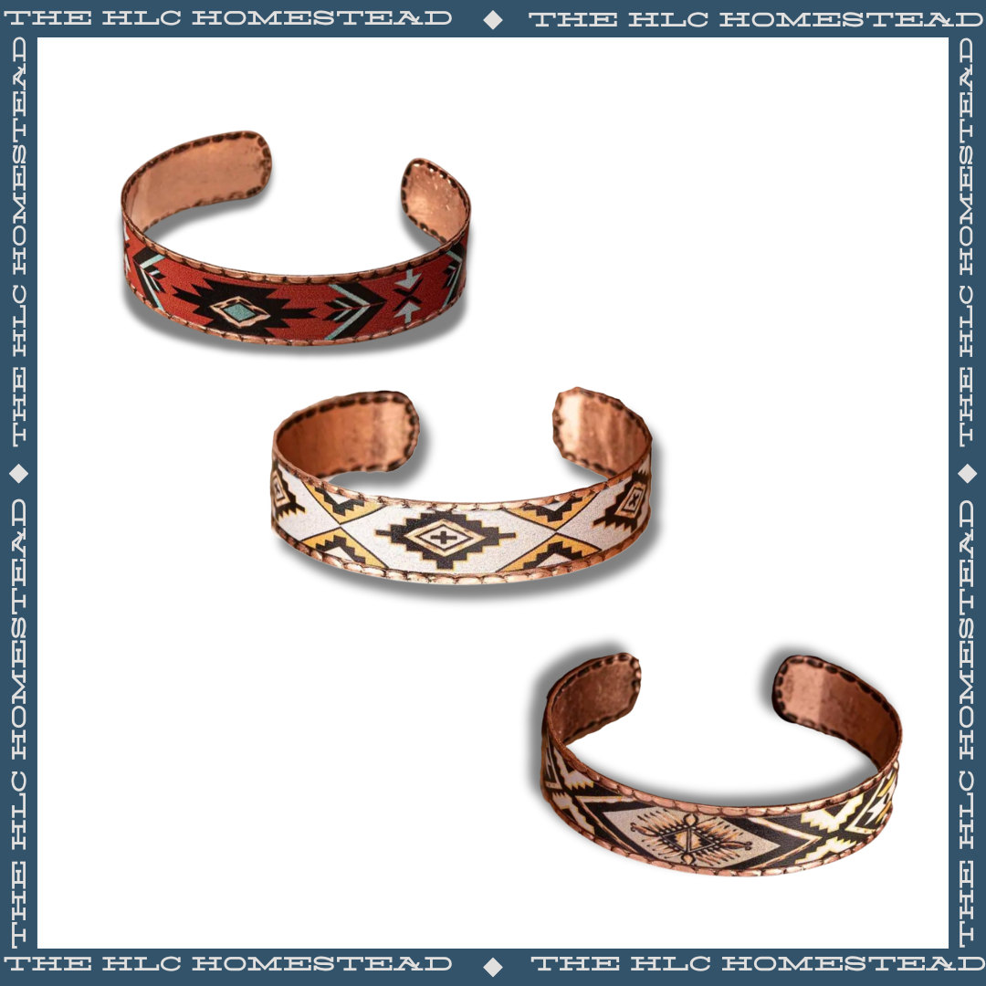 Southwestern Patterned Copper Cuff Bracelets