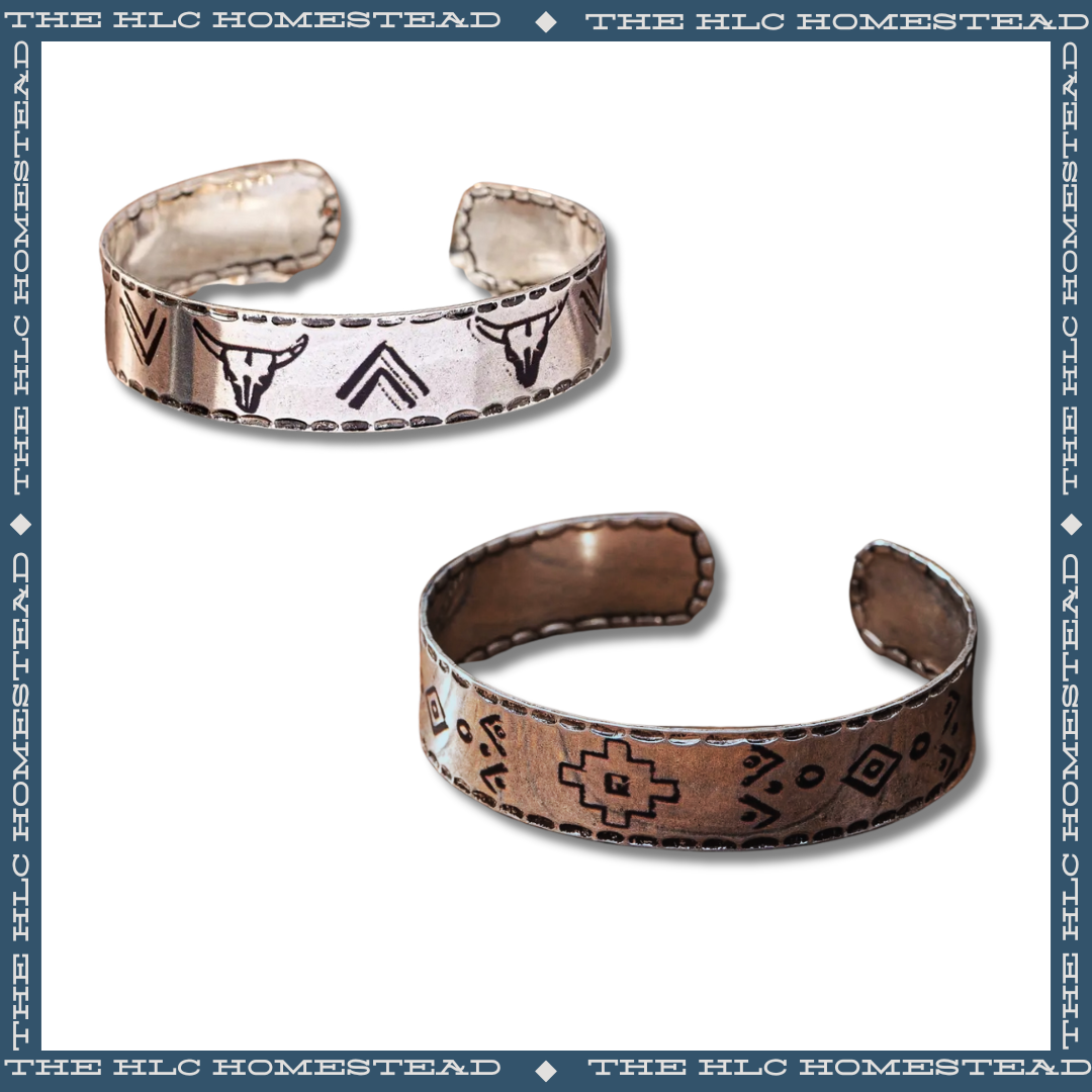 Tribal-Inspired Engraved Metal Cuff Bracelets