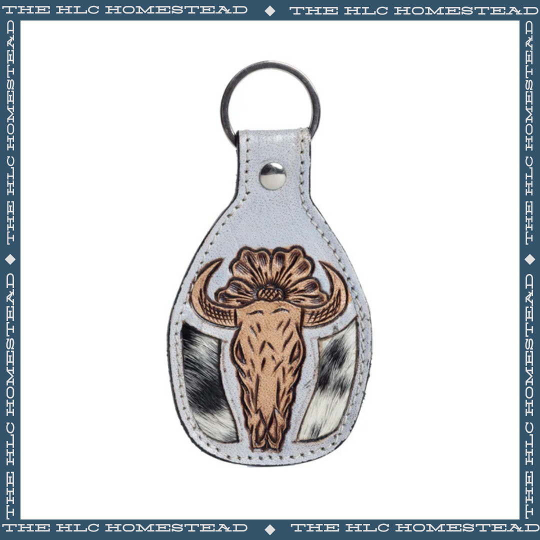Longhorn Blossom Hide Keychain