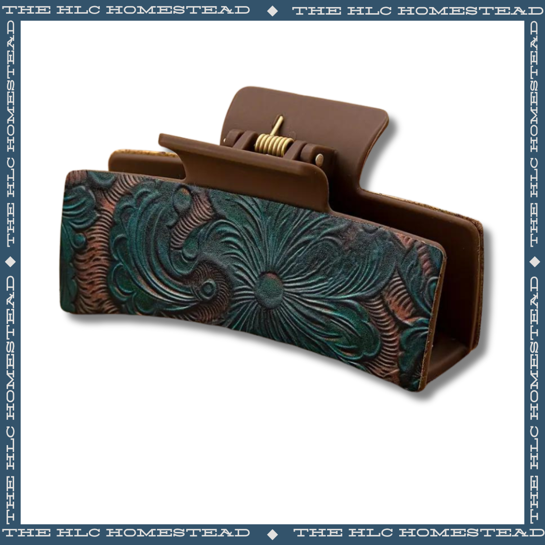 Turquoise Embossed Hair Clip