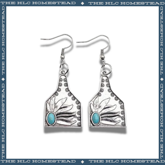 Jeweled Sunflower Drop Earring