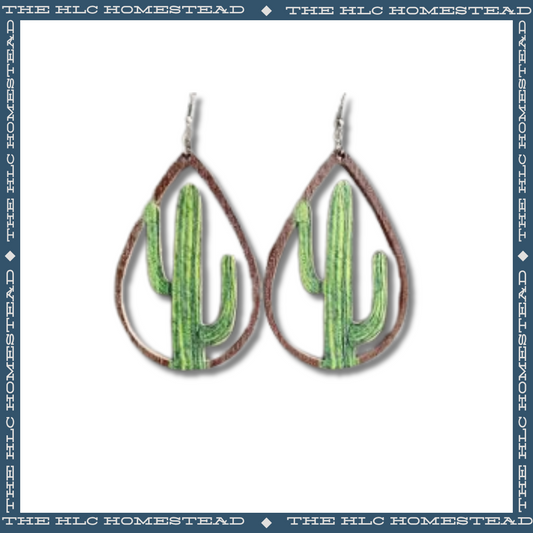Wooden Tear Drop Earrings