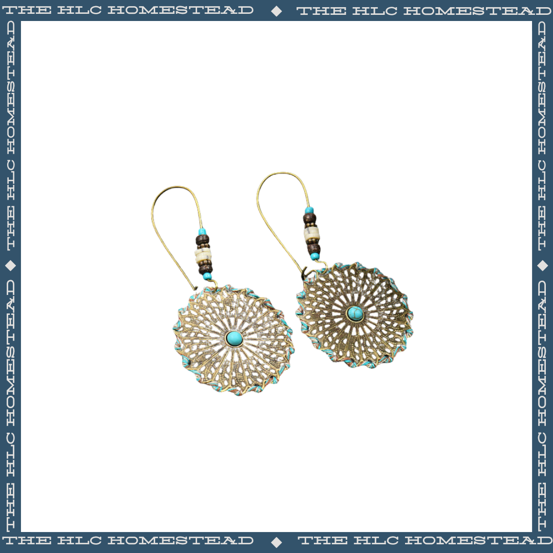 Turquoise-Embellished Disc Earrings