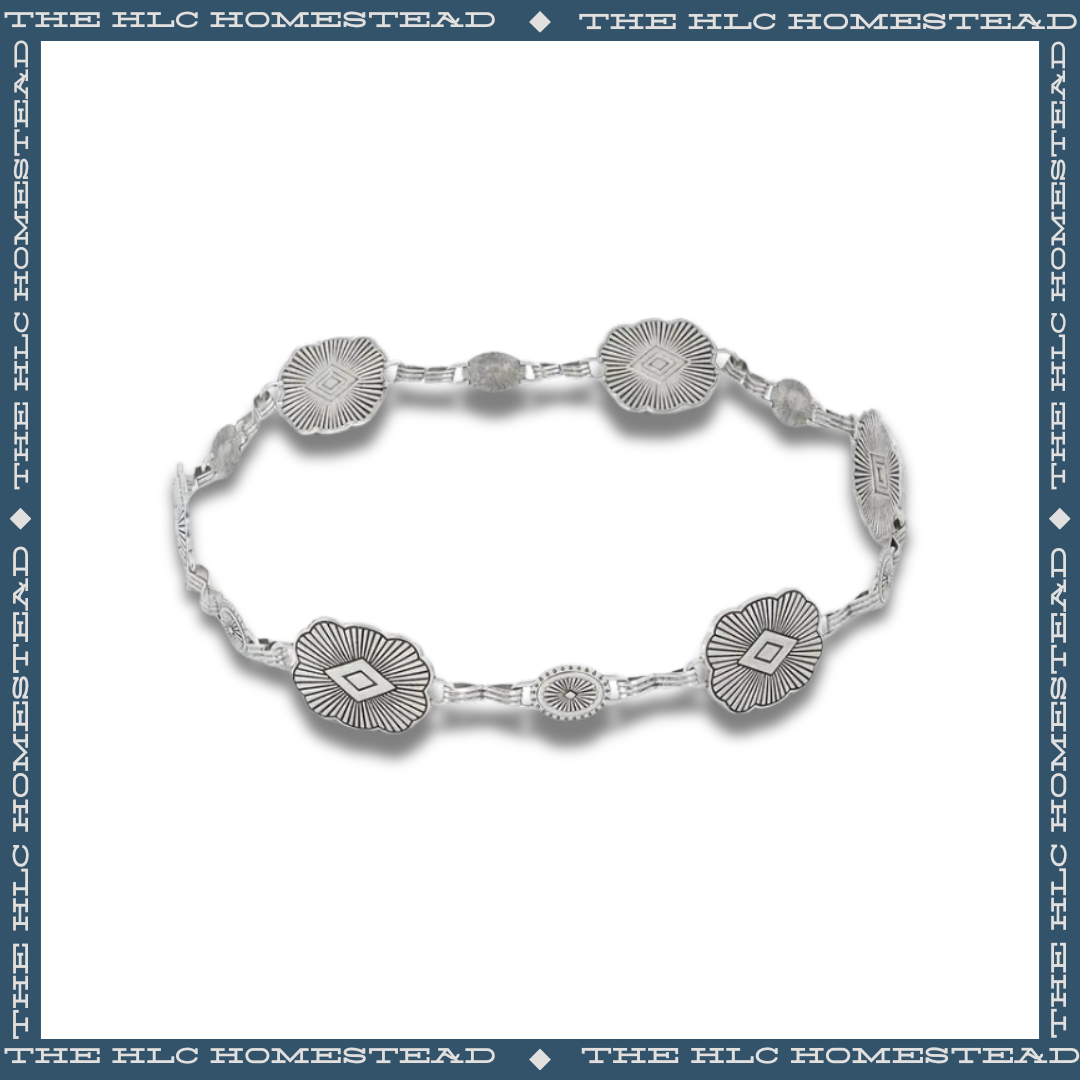 Silver Concho Chain Hat Band