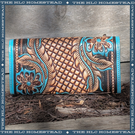 Floral Turquoise Inlay Wallet