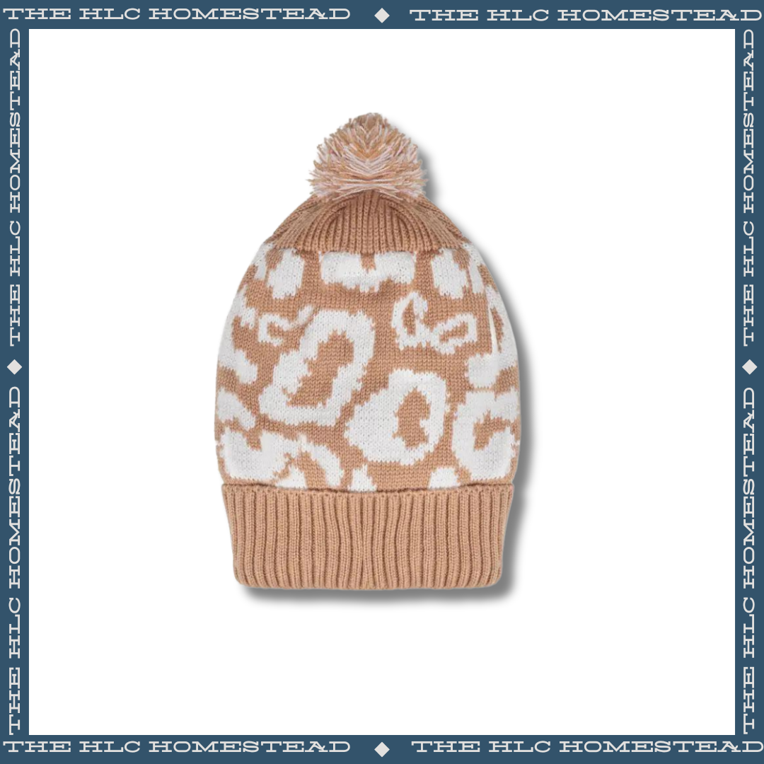 Chic Leopard Print Pom-Pom Beanie