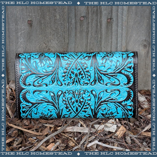 Distressed Deep Turquoise Leather Wallet