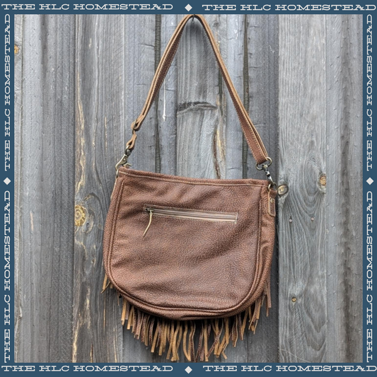 Artisanal Boho Chic Leather Fringe Crossbody Bag