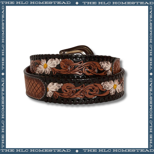 Floral and Woven Leather Belt