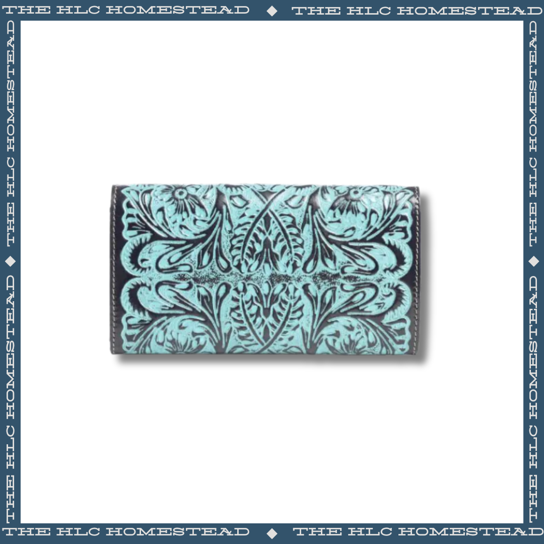 Distressed Deep Turquoise Leather Wallet