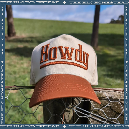 Howdy Canvas Trucker Cap – Tangerine & Rice