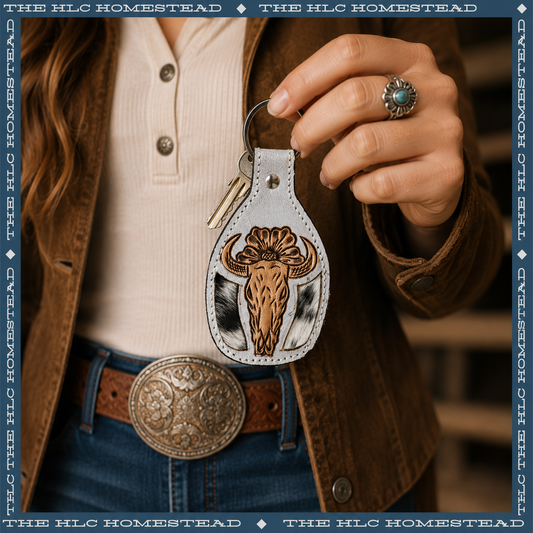 Longhorn Blossom Hide Keychain