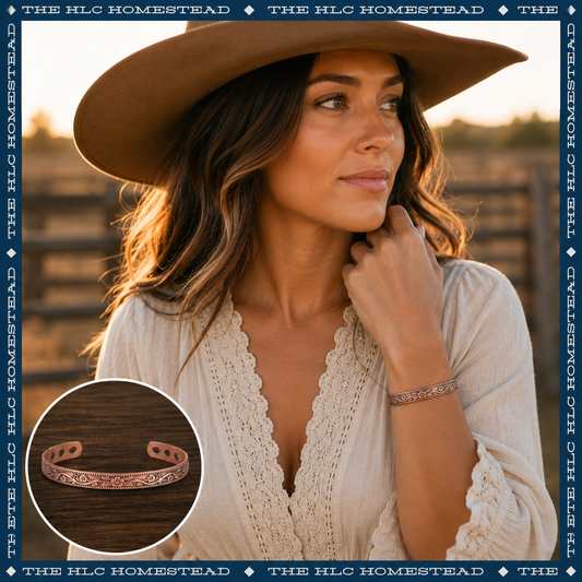 Floral Engraved Copper Cuff Bracelet