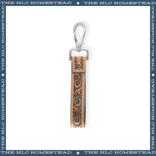 Turquoise and Hide Keychain
