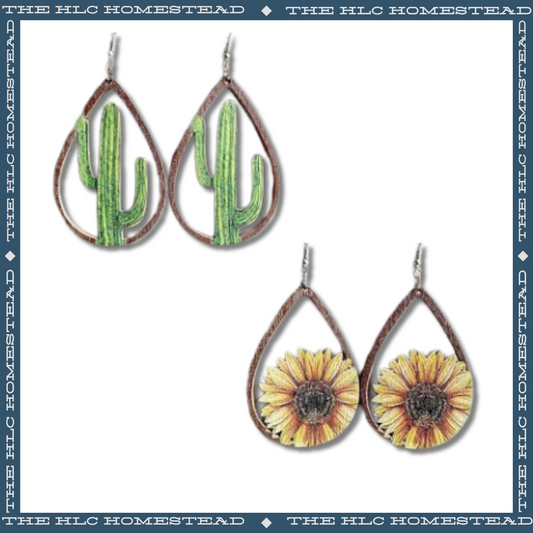 Wooden Tear Drop Earrings