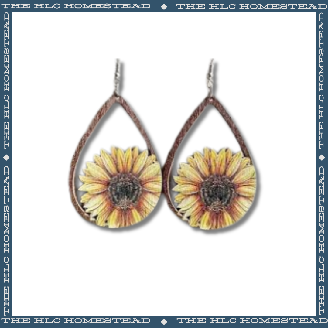 Wooden Tear Drop Earrings