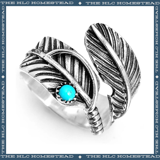Turquoise Feather Wrap Ring