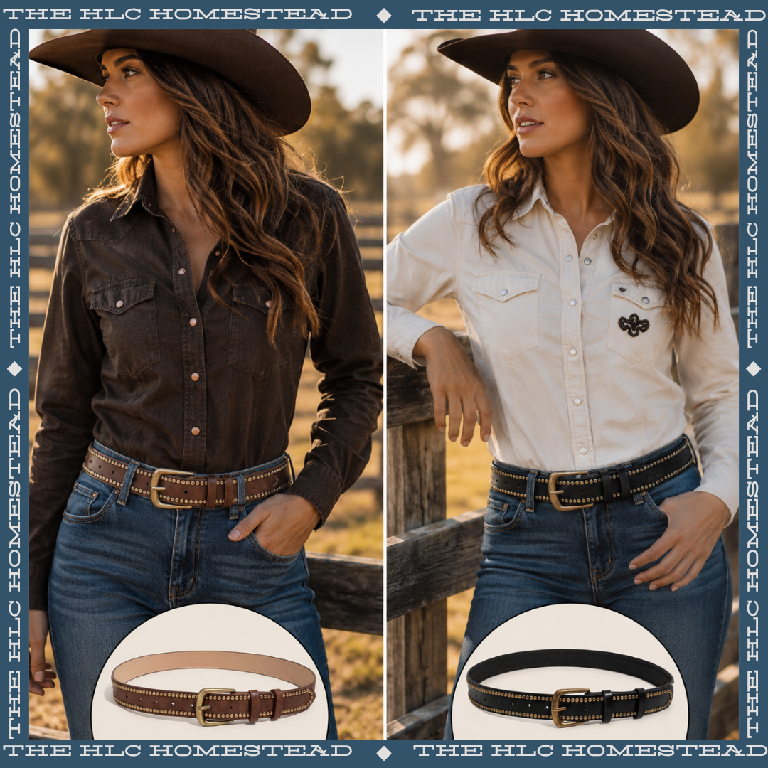 Studded Western Leather Belt