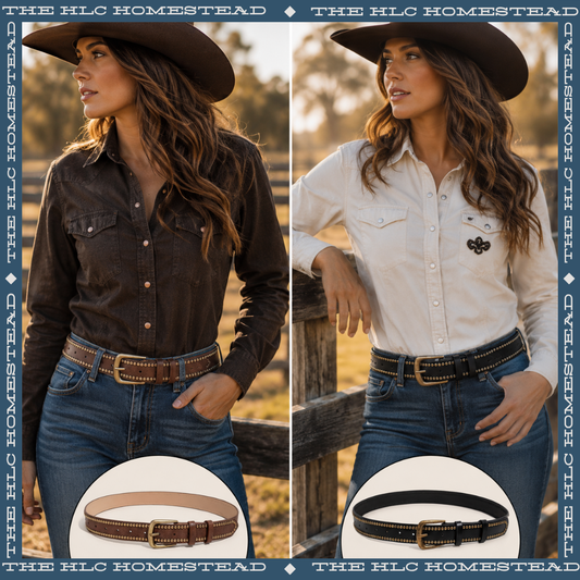 Studded Western Leather Belt