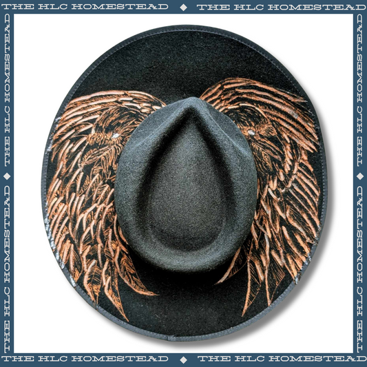 Unique Burnt Pyrography Cowboy Hat