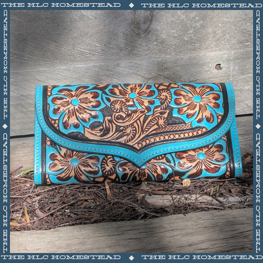 Floral Turquoise Inlay Wallet