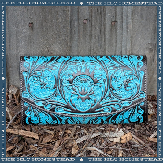 Distressed Deep Turquoise Leather Wallet