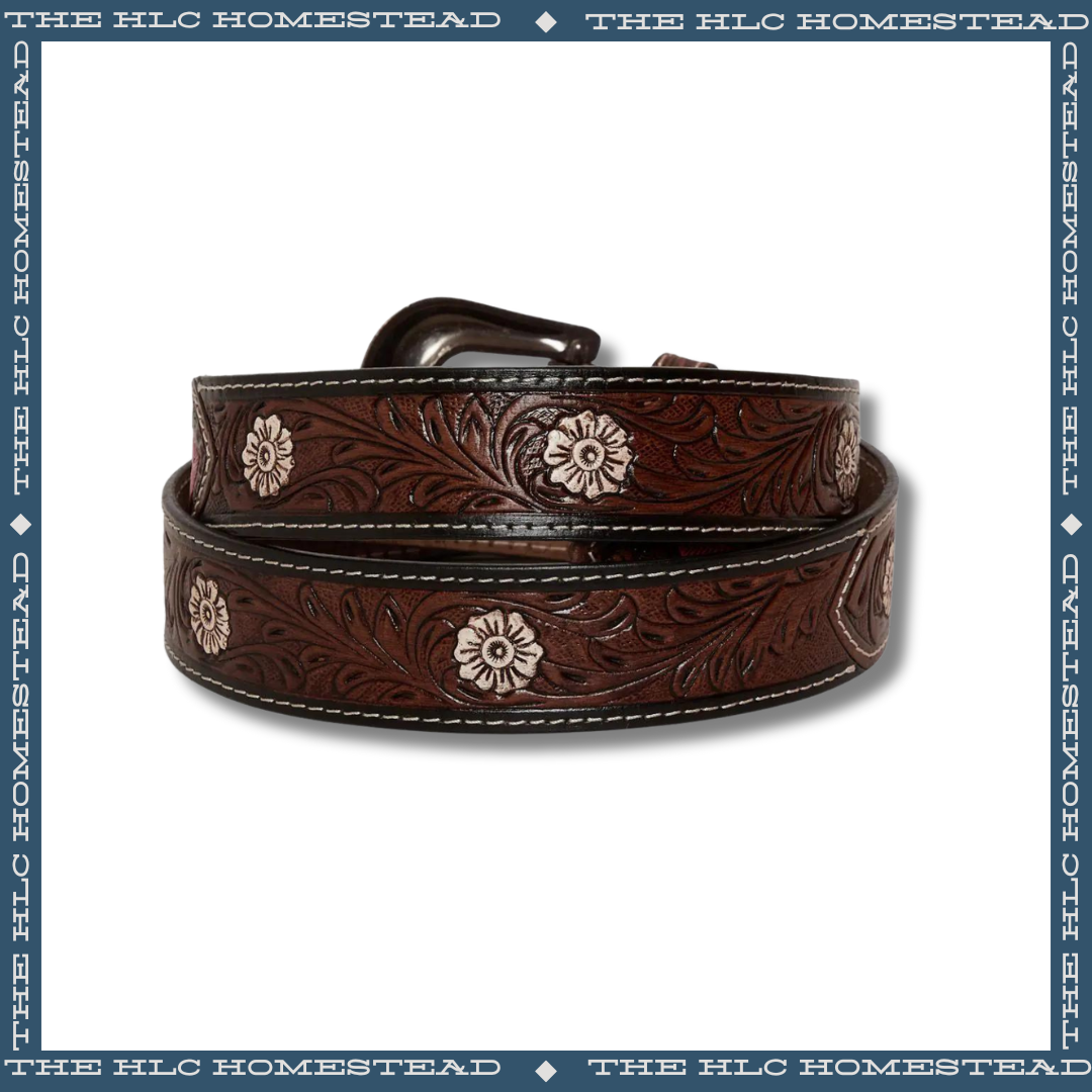 Elegant Feather Western Leather Belt