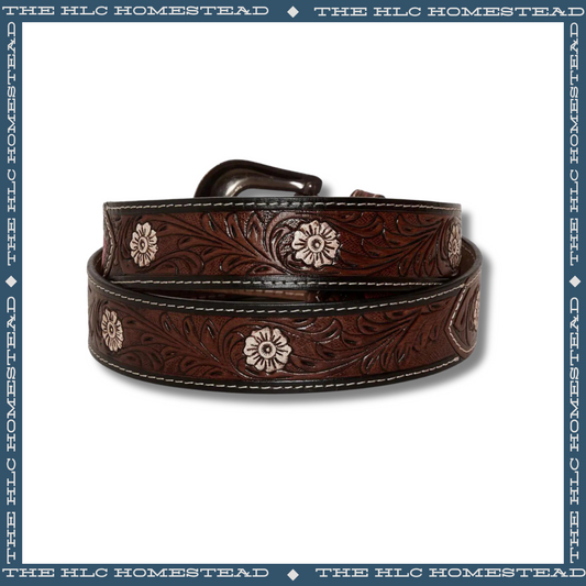 Elegant Feather Western Leather Belt