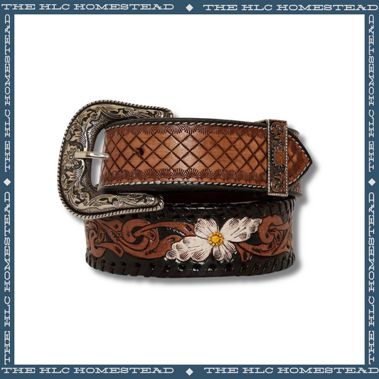 Floral and Woven Leather Belt