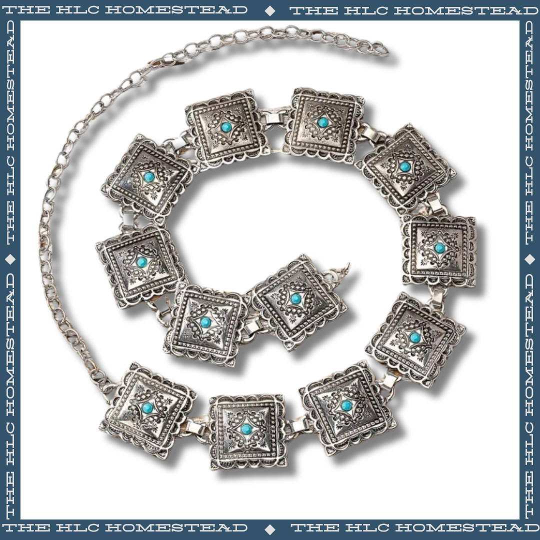 Vintage Turquoise Embellished Concho Belt