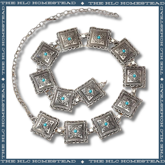 Vintage Turquoise Embellished Concho Belt