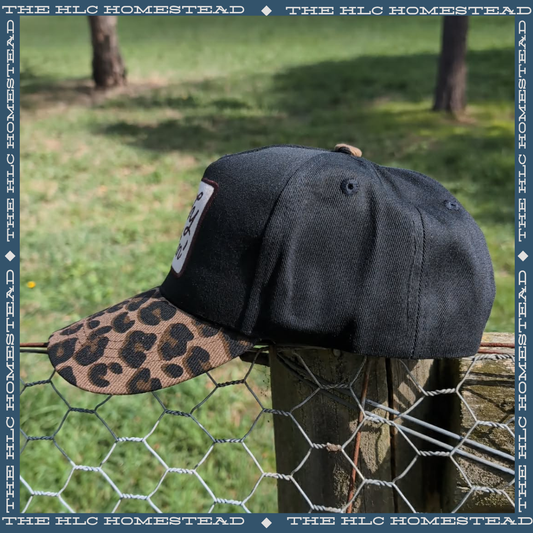 Howdy Darlin’ Canvas Trucker Cap – Black & Leopard