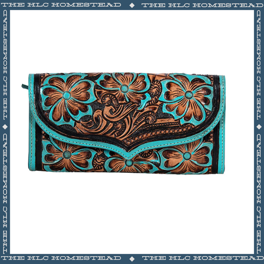 The Turquoise Bloom Leather Wallet
