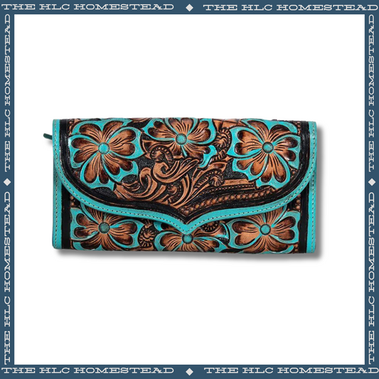 Floral Turquoise Inlay Wallet