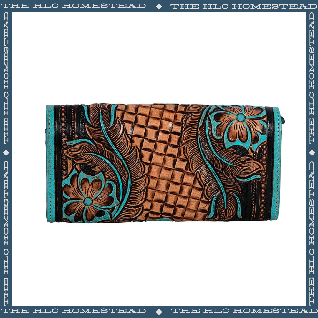 The Turquoise Bloom Leather Wallet