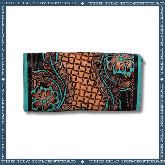 Floral Turquoise Inlay Wallet