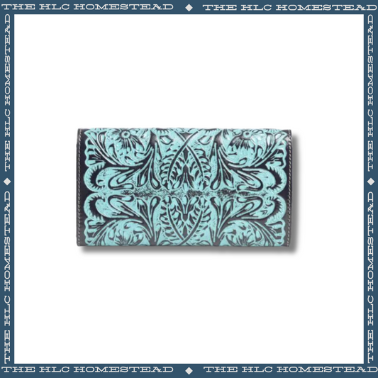Distressed Deep Turquoise Leather Wallet