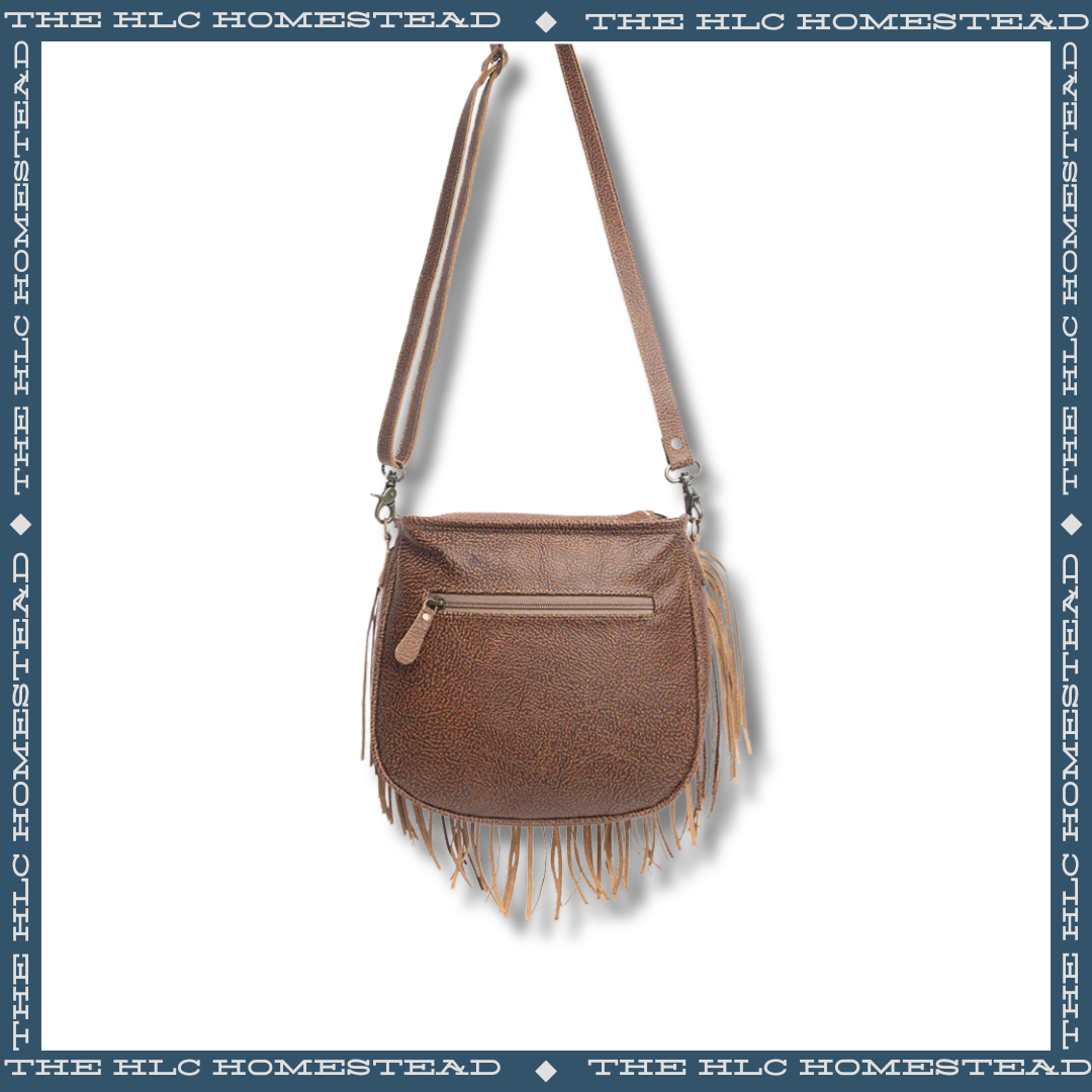 Artisanal Boho Chic Leather Fringe Crossbody Bag