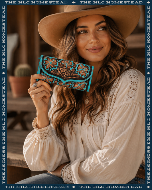 The Turquoise Bloom Leather Wallet